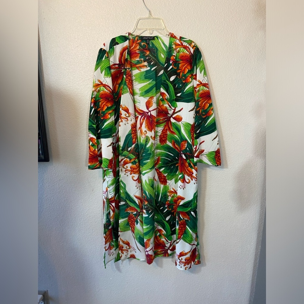 Slinky Brand Tropical Kimono Cover Up Size Small - Picture 4 of 7
